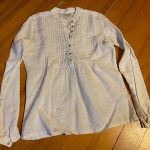 Putumayo White Linen Top Long Sleeve Pin Tucking